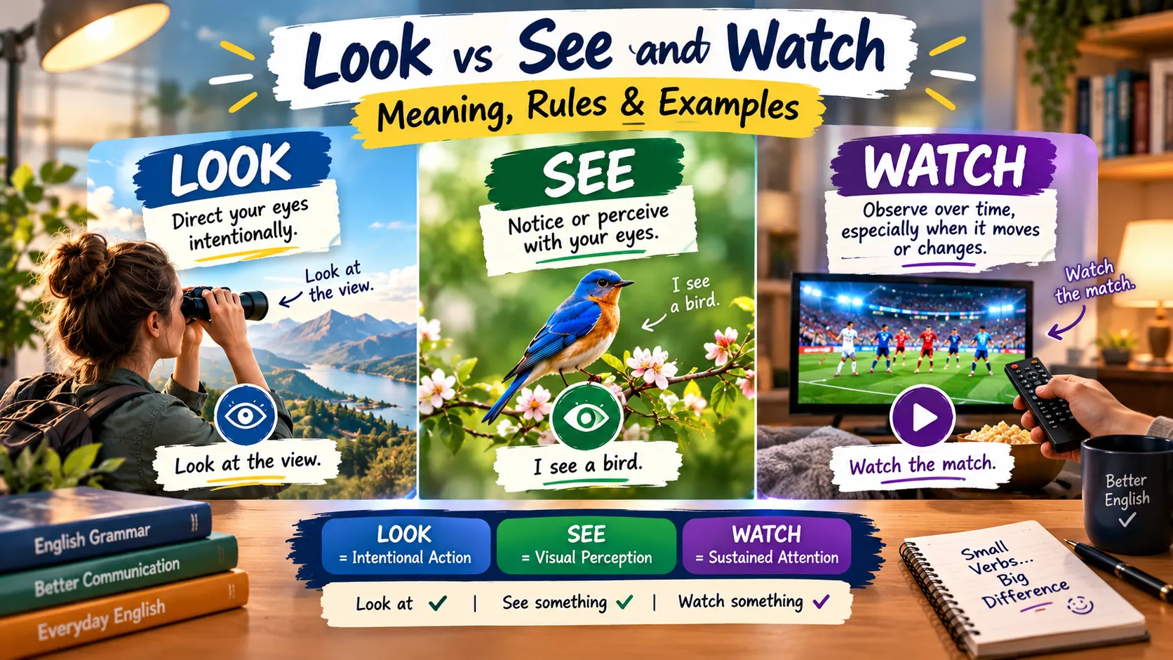 Look vs See and Watch
